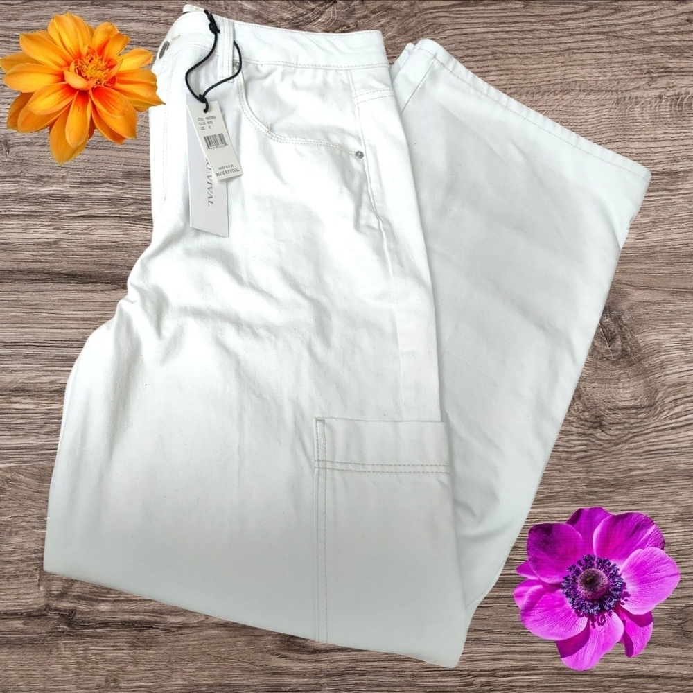 NWT Blue Revival Wide Leg White Denim Pants, 30 - Picture 2 of 5